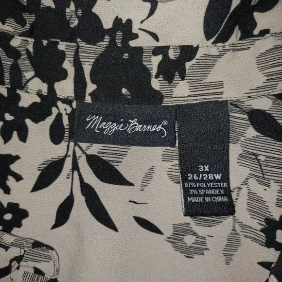 MAGGIE BARNES CONVERTIBLE SLEEVE FLORAL PRINT BUTTON DOWN SHIRT - Picture 15 of 15